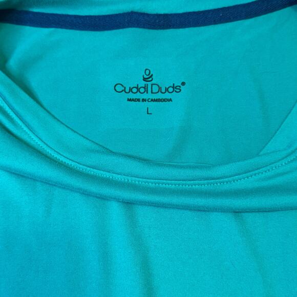 Cuddl Duds Women's Size L Knit Top Green Blue Short Sleeve Super Soft - Picture 4 of 8
